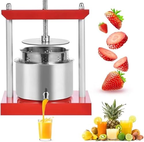 XINRISHENG 6L Manuelle Obstpresse, Edelstahl Haushalt Manuelle Presse Apfelwein Gemüse Entsafter Abnehmbar und leicht zu reinigen