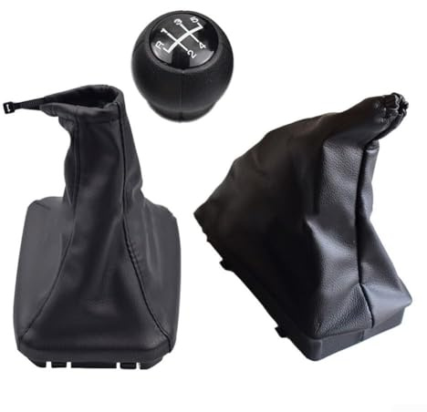Auto Schaltknauf Schaltsack Schaltsack Handbremse Staubschutz Set für Opel Corsa C 2001-2006 für TIGRA B 2004-2012 C 2001-2011 für Vectra A B 1988-2002 PU Leder Schwarz (ohne weißen Kreis)