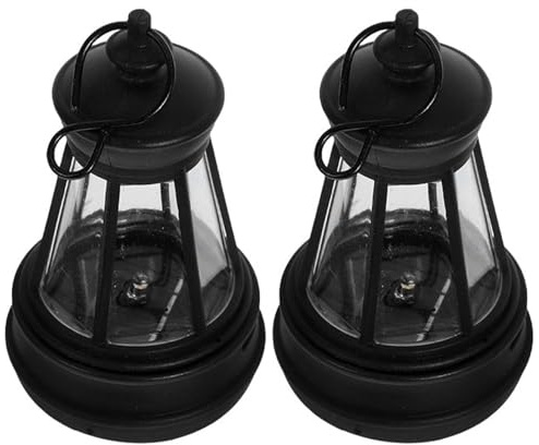 2pezzi Mini Lanterne Solari in Plastica Nero, Animal Cute