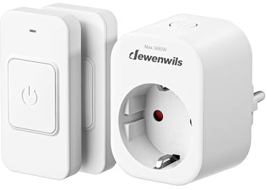 DEWENWILS Funksteckdosen mit Fernbedienung, magnetische Schalter, 3680 W | vorprogrammiert, 30 m Reichweite, mit 2 Fernbedienungen, für Lampen und Haushaltsgeräte, Weiß
