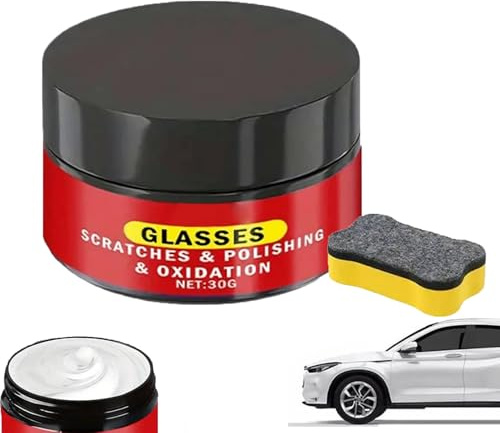 Windscreen Scratch Remover,Car Glass Scratch Remover, Glass Polishing Powder –for Car Windshield & Home Glass, DIY Repair for Windows, Mirrors, Aquarium,Water Spots, Swirl Marks, Wiper Streaks (1set)