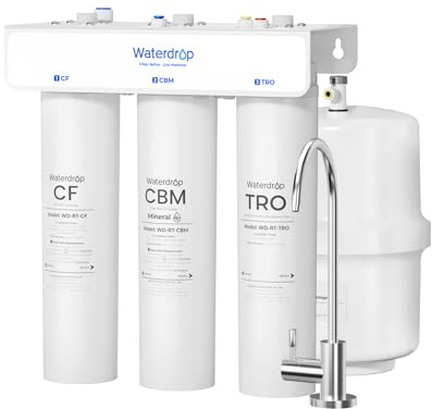 Waterdrop T3-T Ósmosis Inversa Remineralizante, 220 GPD, sin Electricidad | 7 Etapas, Sistema RO bajo Fregadero, Certificado NSF/ANSI 372, Proporción 2:1, Instalación Sencilla, Flujo Rápido