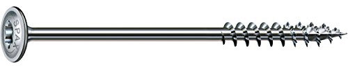 SPAX T-STAR Plus 251010601005 - Tornillo para madera, 6,0 x 100 mm, 100 unidades, cabeza de placa, rosca parcial, 4CUT, WIROX A3J