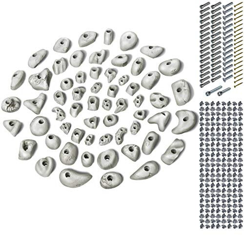 ALPIDEX 60 Klettergriffe | Inklusive Schrauben, Einschlagmuttern | Kletterfläche 4 – 8 m² | Griffgrößen L, M, S, XS | Komplettset | Klettern - Farbe:White-Black