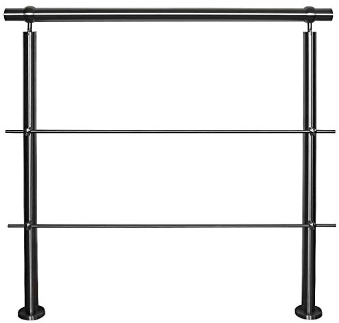 TIBU Edelstahl Geländer V2A für Balkon Terrasse Treppe mit waagerechten Streben, Aufmontage 0,6m-6m