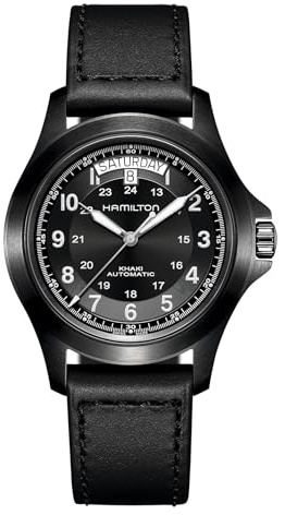Hamilton Herrenuhr Automatik Day-Date Khaki Field King Schwarz H64465733
