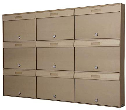 Cassette Postali Condominiali da Esterno 9 posti Bronzo P6 in Alluminio e Acciaio Inox