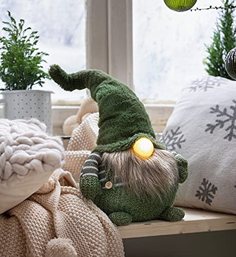 Dekoleidenschaft Dekofigur Wichtel in grün, 50 cm hoch, mit LED-Beleuchtung, Batterie-betrieben, Weihnachtswichtel, Dekowichtel, Wichtelfigur