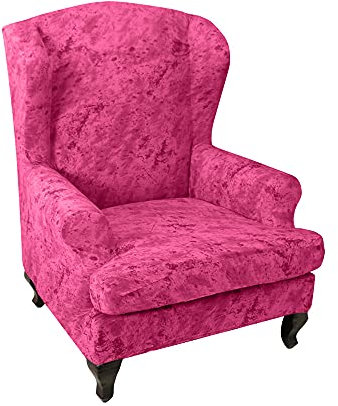 Highdi 2 Teilig Ohrensessel Überzug, Spritztinte Sessel-Überwürfe Ohrensessel Schonbezüge Bezug Sesselhusse Elastisch Stretch Tiger Stuhlbezug mit Armlehne Hohe Rückenlehne Universal (Rose Rot)