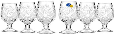 WORLD GIFTS Elegant and Modern Russian Cut Crystal Drinking Glass for Home, Parties, and Events - 1.7oz, Sherry Shot Glass, 50ml, Set of 6