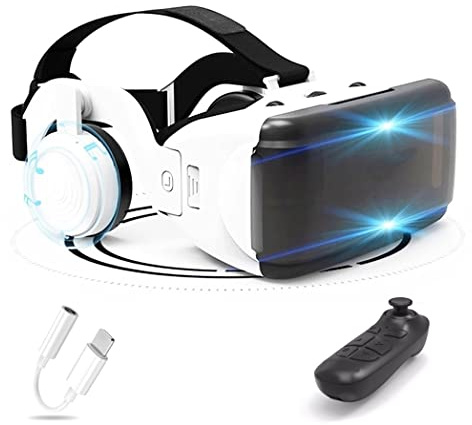 JYMYGS Gafas de Realidad Virtual, 3D VR Gafas con Controlador Bluetooth para Juegos Visión Panorámico VR Glasses para iPhone 13 Pro Max/13 Pro/13/12/11, para Samsung Galaxy S21, Huawei, Xiaomi