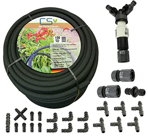 CS Perlschlauch Profi 100 m mit Druckminderer für die unterirdische Gartenbewässerung/Flächenbewässerung/Rasenbewässerung