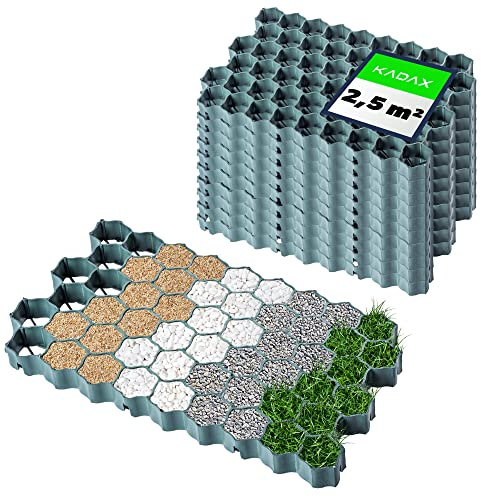 KADAX Stabiliseringsplattor av polyeten 60 x 40 cm, grusstabilisatorer, gräsmattor för trädgårdar, gräsmattor (grön, 10 st)