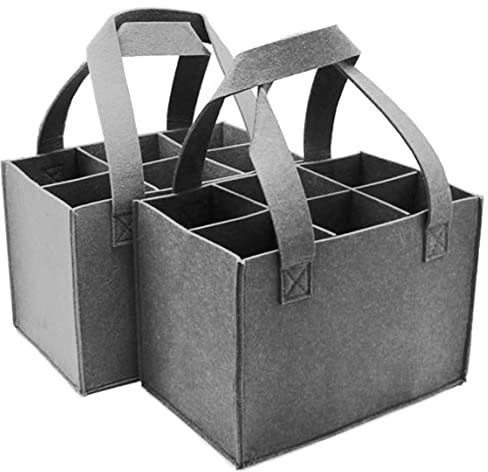 Marzuq 2 Stück Flaschentasche Filz,6 Flaschen Flaschenträger Leicht zu reinigen Wiederverwendbar für Bierflaschen Weinflasche