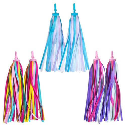 MLURCU 3 Pairs Bike Streamers for Girls, Bike Tassels Handlebar Streamers Ribbons Streamers Colorful Scooter Tassels Grips Bike Decorations Bicycle Accessories for Kids Children Girls Boys
