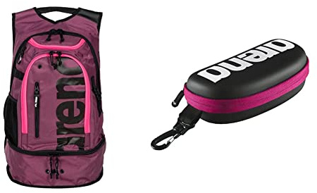 Unbekannt ARENA Unisex-Adult Fastpack 3.0 Rucksack, Plum-NEON_PINK, NS & arena Swim Brillenetui, Brillenetui Hardcase, Brillenetui Hartschale, Schwarz