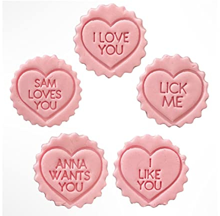 Personalised Love Hearts Fondant Stamp Debosser Cupcake Icing Cookie Decoration Cake (1 Stamp - 8cm)