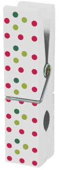 TemaDecor - Molletta Jumbo Gingante Mollette Grandi Dimensioni in Legno, 16.5x4 cm Clips Robuste e Resistenti – Decorazione da Parete e Appoggio (Bianco Pois)