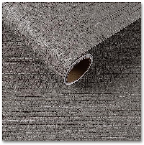 CRE8TIVE Grau Leinen Textur Tapete Selbstklebend Folie für Möbel Tapete Wohnzimmer Kleister Küchenfolie Selbstklebend Strukturtapete Dekorfolie Selbstklebend Schrankfolie Schlafzimmer 30cm x 200cm