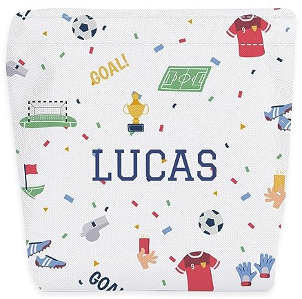 Wanapix | Porta Merenda per Bambini con Nome | Porta Sandwich Personalizzato | Porta Panino o Snack | Senza BPA | Chiusura a Strappo | Antimacchia e impermeabile | 18 cm | Calcio