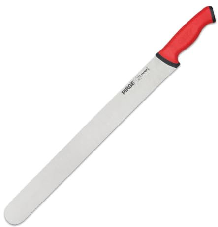 Pirge Duo Dönermesser 45 cm Rot - Aufschnittmesser - Schärfstes Döner Langmesser - Schneidemesser - Fleischmesser - BBQ Messer - Edelstahl Profi Küchenmesser - Ergonomisches Griffdesign