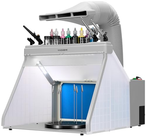 VIVOHOME Cabina de Pulverización Portátil para Aerógrafo con 3 Luces LED con Soportes para Pistolas Pulverizadoras y Pintura Pintar Modelo