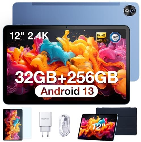 DOOGEE T20 Ultra Tablet 12 Pulgadas 32 GB RAM+256 GB ROM Android, Helio G99 Octa-Core, Batería 10800mAh, 4G LTE + 5G WiFi, Cámara 16MP+8MP, Dual SIM/GPS/Face ID/OTG/BT5.2