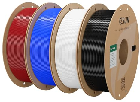 eSUN PLA-Filament 1,75 mm, PLA Basic 3D-Skrivarfilament Dimensionell Noggrannhet +/- 0.05 mm, 1 kg per Spole, 4 Spolar Filament för 3D-Skrivare,Brandbil röd+Blå+Kallvit+Svart