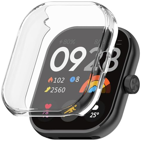 FiiMoo Funda para Xiaomi Redmi Watch 4 con protector de pantalla incorporado, funda de reloj de TPU, cobertura total, cubierta a prueba de golpes, funda protectora de alta definición, funda para Xiaom
