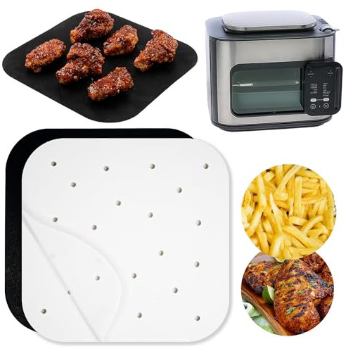 INFRAOVENS Air Fryer Parchment Paper Sheets for Ninja Combi All-in-One Multicooker 14-in-1 SFP701 Airfryer Oven and Slow Cooker, Perforated Liners 100pcs Pre-Cut Square Accessories, Basket Protectors