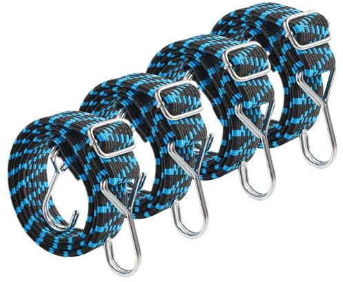 Adjustable Bungee Cords, Bungee Cords with Hooks Heavy Duty, Flat High Elastic Rubber Bungee Straps with 40 Inch for Camping, Securing Tarps, Moving Cargo, Camps, Tarps