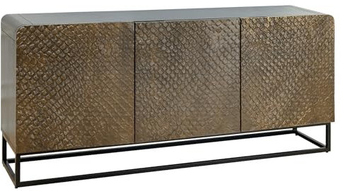 Riess Ambiente Massives Sideboard Snake 160cm braun Mangoholz schwarz Schlangen-Design Wohnzimmerschrank TV-Board Geschirrschrank Schrank Holzschrank