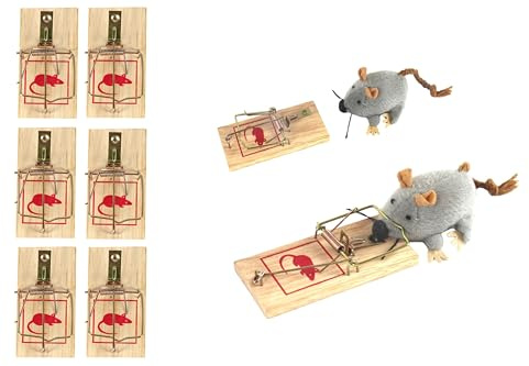 6X Mausefalle, Schlagfalle, Mäusefalle, Maus fangen, Köderfalle, Tierfalle Holz 48 x 98mm, wiederverwendbar