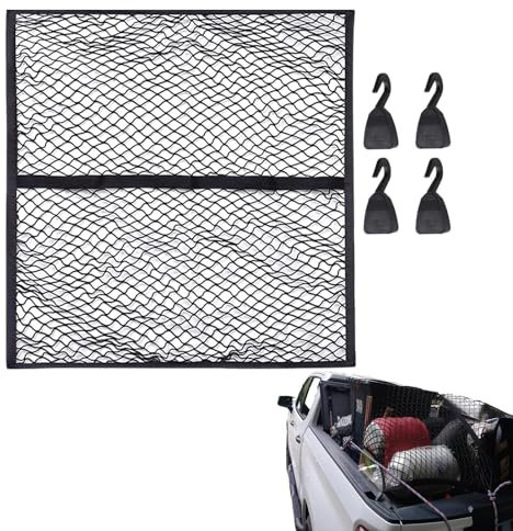 Autonetz für Kofferraum - LKW Ladefläche Cargo Net, Schwerlast-Netze für Pickup-Trucks mit Schnallen | Gepäcknetz für Pickup Ladefläche, Hochelastisches Gepäcknetz,Polyester-Gepäcknetz für Kofferraum