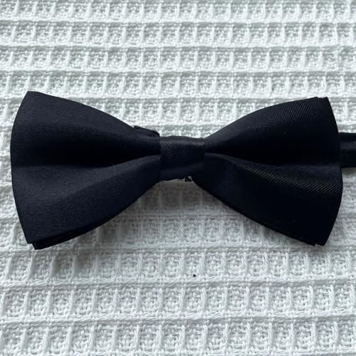 VONCYKI Klassische solide Fliege für Jungen und Mädchen, Hochzeit, 2-lagig, Gentleman-Schleife, Kindermode, Krawatte, Abschlussball, Schmetterling, legere Fliege, Geschenk, Zubehör (schwarz)