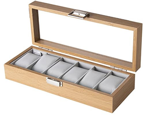 GSZCCZS 6 Lattice Wooden Watch Box Holder Men's Watch Ladies Watch Display (Color : A, Size : One Size)