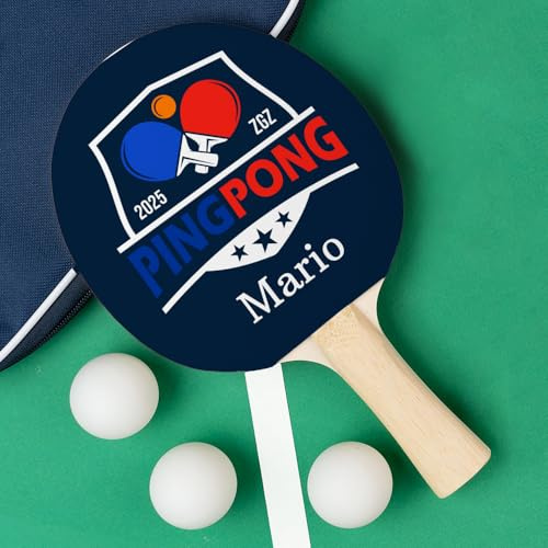 Wanapix | Pala de Ping-Pong Personalizada | Pala de Tenis de Mesa con Nombre y Textos | De Madera y Goma | Personalizada por 1 Cara por Impresión Directa sobre la Goma | Equipo