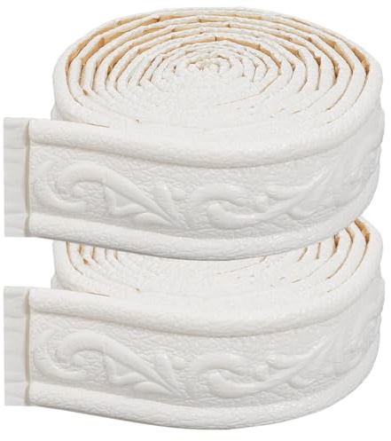 CRASPIRE 2 pieza de 90 x2 molduras de Espuma Adhesivas 3D Blancas, Moldura de Borde de Pared Flexible, Líneas Adhesivas, Moldura de Base de Pared para Borde de Papel Tapiz, Borde de Espejo, Decoraci