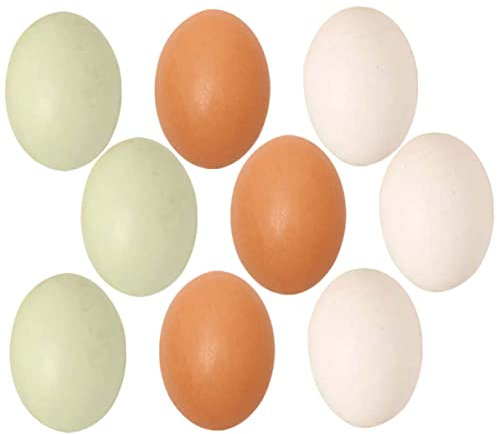 JOINPAYA 9pezzi Uova Di Legno Fittizie Colorate Per Decorazioni Pasquali e Fai Te Materiale Resistente e Riutilizzabile Uova Bianche e Colorate Per Festività e Decorazioni Per Scrivania