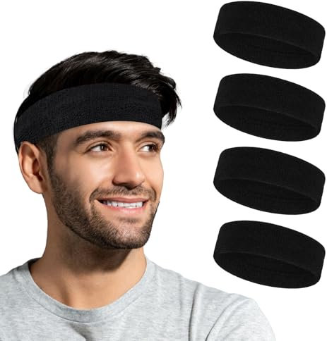 HJZHII 4 fasce per il sudore per uomo e donna, fasce per il sudore sportive, fasce per la testa per allenamento, traspirante, fascia per il sudore atletica per esercizi, corsa, fitness, yoga