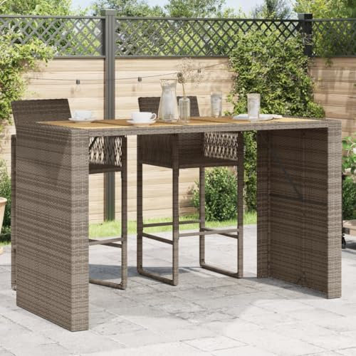 Jiangboyue-368701 Table de bar de jardin avec plateau en bois synthétique Gris 185 x 80 x 110 cm