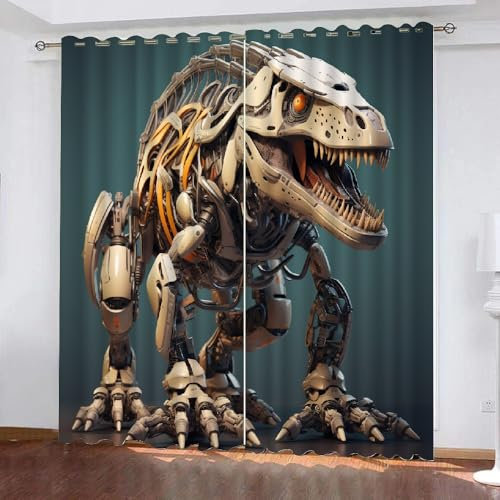 Generisch Dinosaurier 3D Vorhänge Blickdicht Mit Ösen 2Er Set,Kinder Gardine Verdunkelungsgardine Für Wohnzimmer Schlafzimmer Kinderzimmer Dekoration,H 160CM X B 70CM,B27