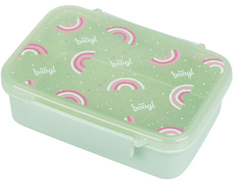 Baagl Boîte à déjeuner enfant pour l'école - Boîte à goûter avec compartiments - Pour fille, maternelle - Avec compartiments de séparation - Boîte à casse-croûte, boîte à goûter (arc-en-ciel)