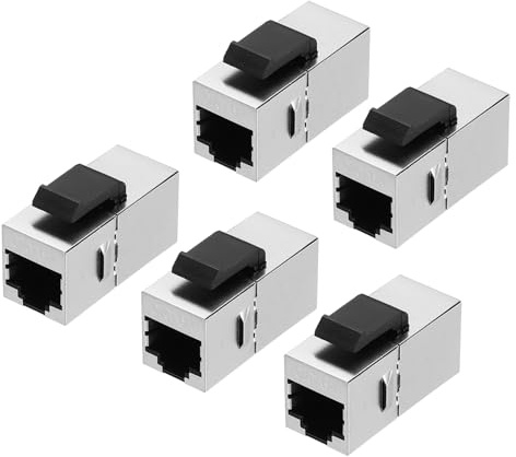 sourcing map RJ45 Cat 6A Ethernet-Koppler, Cat6A geschirmte Kupplungsbuchsen Buchse auf Buchse, Ethernet-Adapter, Silber, 5 Stück