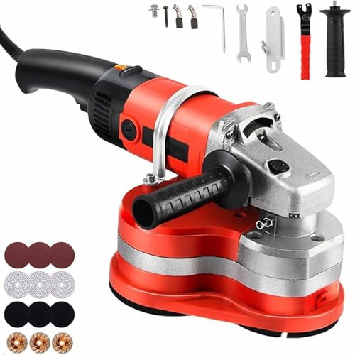 Amoladora Hormigón Motor 2800w Con 3 X Taza Molienda Mango Largo Muela Copa Diamante 200 Mm 0-2800 Rpm,6 Velocidades Fresadora Hormigón,Fresadora Renovación,Fresadora Paredes