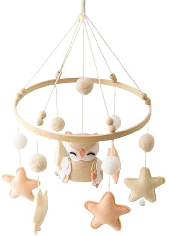 Baby Mobile Fürs Kinderbett | Babyzimmer Deko Kinderbett Mobile | Handgefertigtes Filz Sensorikspiel Neutrales Design Für Krabbelzimmer Baby Bettwäsche Zubehör Schlafzimmer