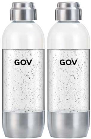 GOV BPA-freie Flaschen, 2er-Pack Edelstahl-Sprudelwasserbereiter – Soda-Maker-Flasche – wiederverwendbar