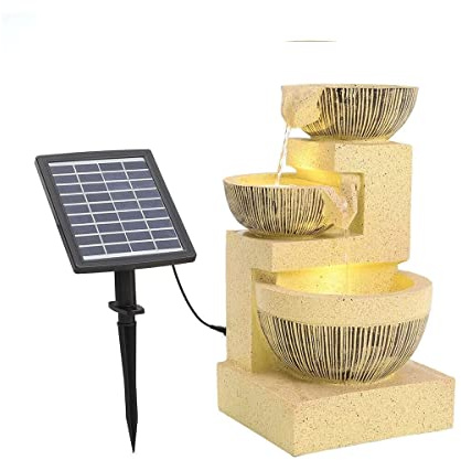 PLMNBQWE Fontana da Giardino per Esterni, Fontana Solare di Lusso in Oro, Fontana da Giardino con fontane da Esterno, Statue in Resina a LED, cascate da Pavimento