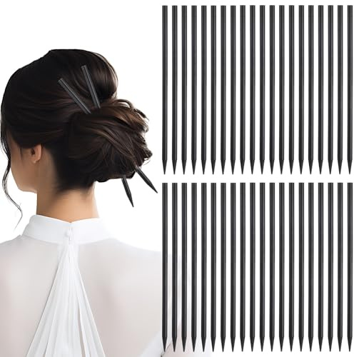 DOPENSPI 40PCS Wooden Hair Sticks for Hair, Vintage Chinese Chopsticks Black Hairs Sticks Chopsticks Pencil Long Hairpins Bun Hairs Clips for Women Girls Hairstyles Decorative Accessories
