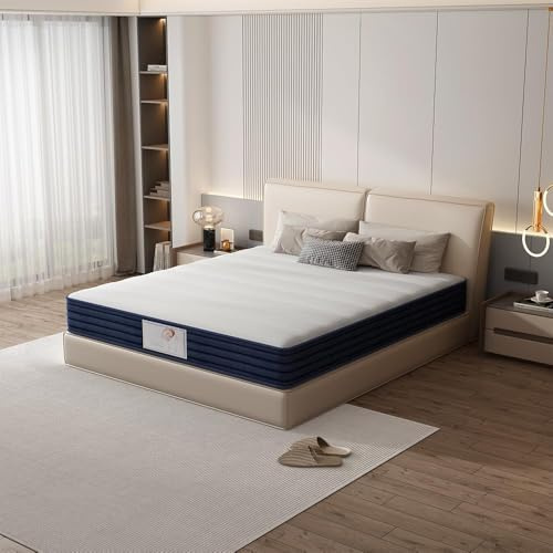 TEENO Matelas à Ressorts 140x200, 22 cm d'épaisseur | Mousse à mémoire de Forme, 7 Zones de Confort, résistant et Durable, Support à Haute résilience, Respirant